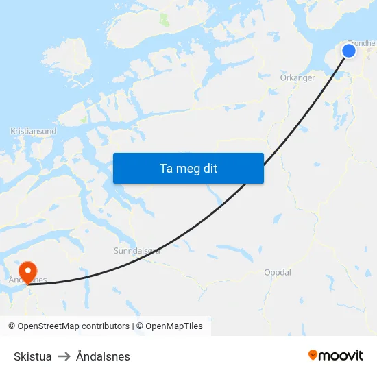 Skistua to Åndalsnes map
