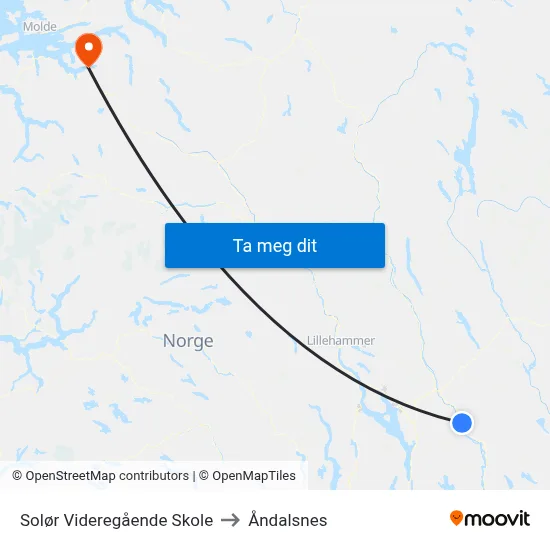 Solør Videregående Skole to Åndalsnes map