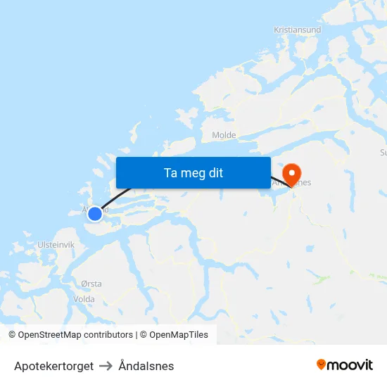 Apotekertorget to Åndalsnes map