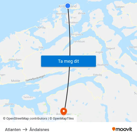 Atlanten to Åndalsnes map