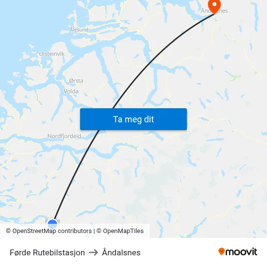 Førde Rutebilstasjon to Åndalsnes map