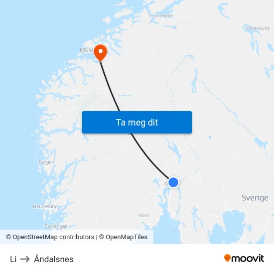 Li to Åndalsnes map