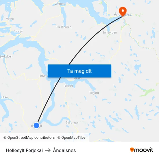 Hellesylt Ferjekai to Åndalsnes map