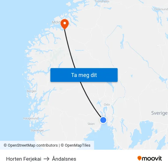 Horten Ferjekai to Åndalsnes map