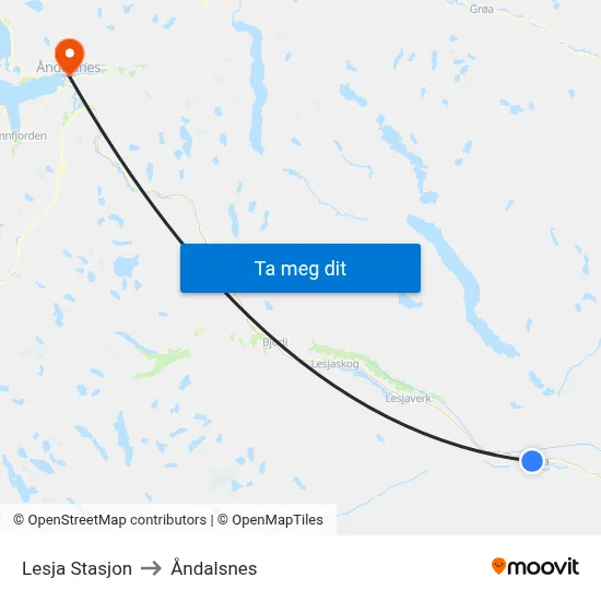 Lesja Stasjon to Åndalsnes map