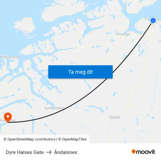 Dyre Halses Gate to Åndalsnes map