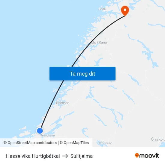Hasselvika Hurtigbåtkai to Sulitjelma map