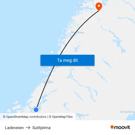 Ladeveien to Sulitjelma map