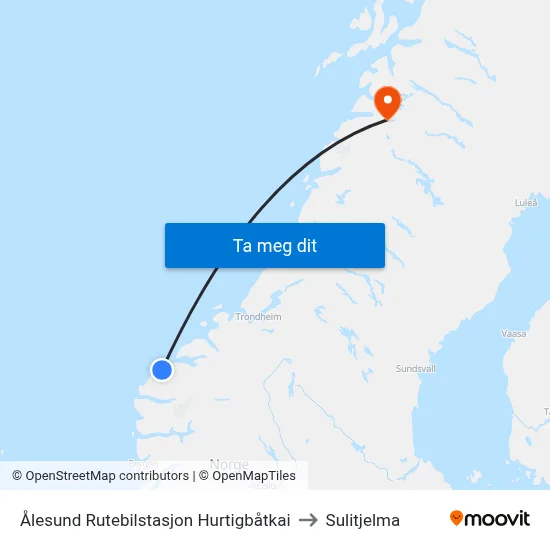 Ålesund Hurtigbåtkai Langevåg to Sulitjelma map