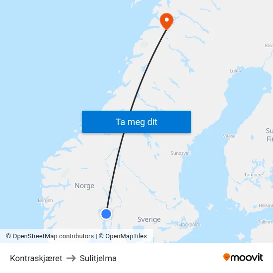 Kontraskjæret to Sulitjelma map