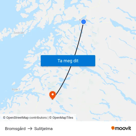 Bromsgård to Sulitjelma map