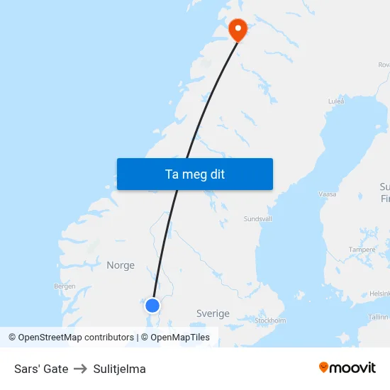 Sars' Gate to Sulitjelma map
