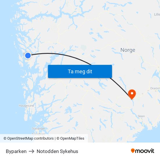 Byparken to Notodden Sykehus map