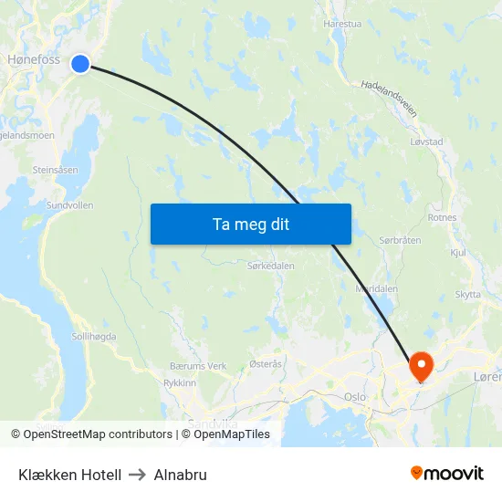 Klækken Hotell to Alnabru map