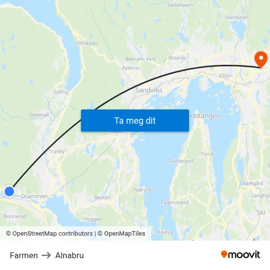 Farmen to Alnabru map