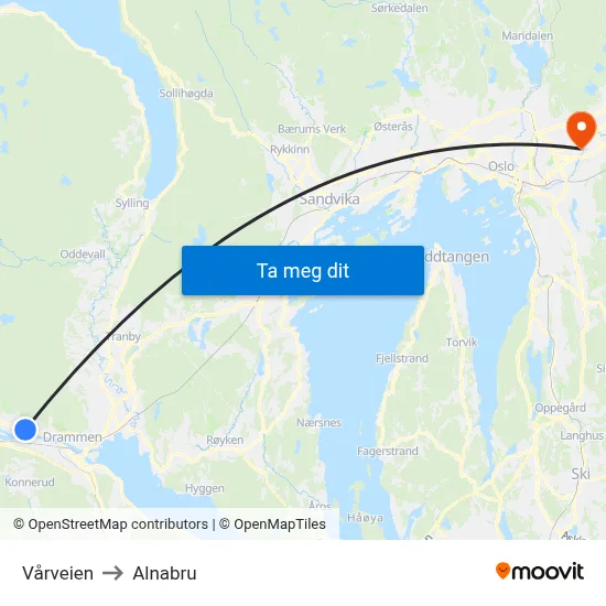 Vårveien to Alnabru map