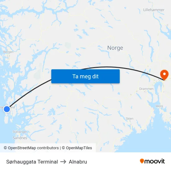 Sørhauggata Terminal to Alnabru map