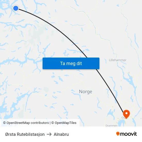 Ørsta Rutebilstasjon to Alnabru map