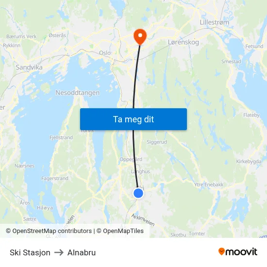 Ski Stasjon to Alnabru map