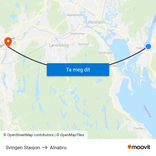 Svingen Stasjon to Alnabru map
