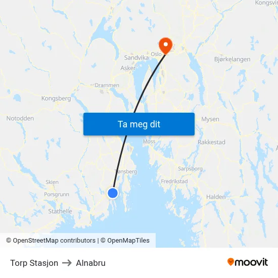 Torp Stasjon to Alnabru map