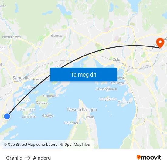 Grønlia to Alnabru map