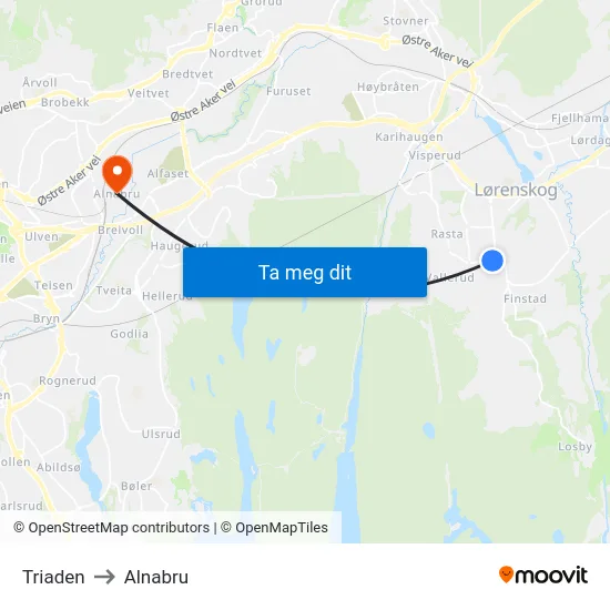 Triaden to Alnabru map