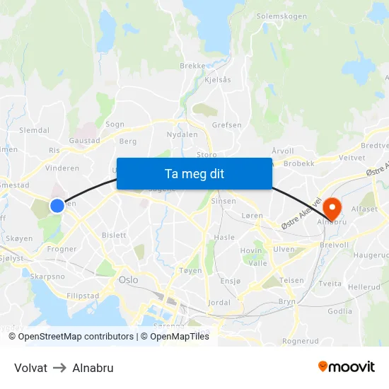 Volvat to Alnabru map