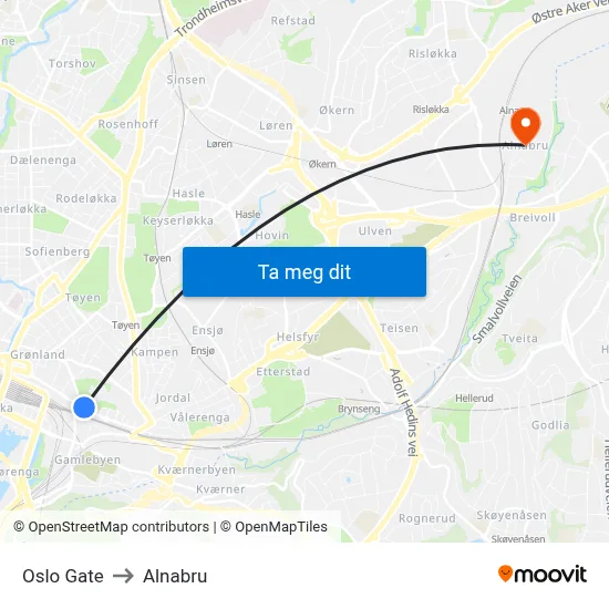 Oslo Gate to Alnabru map
