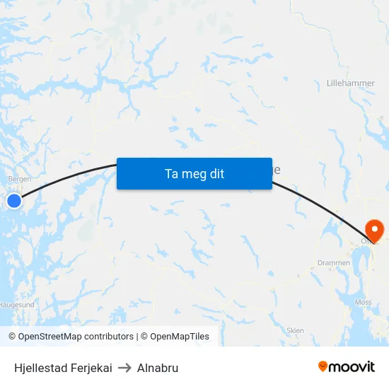 Hjellestad Ferjekai to Alnabru map