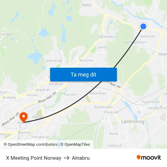 X Meeting Point Norway to Alnabru map