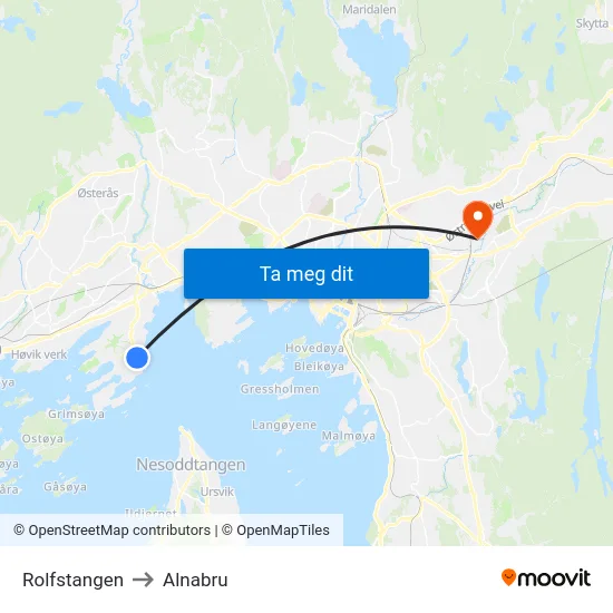 Rolfstangen to Alnabru map