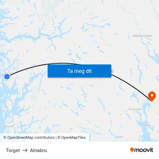 Torget to Alnabru map