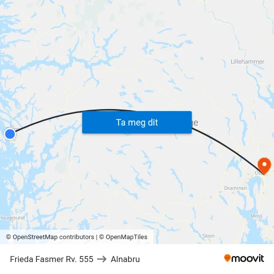 Frieda Fasmer Rv. 555 to Alnabru map
