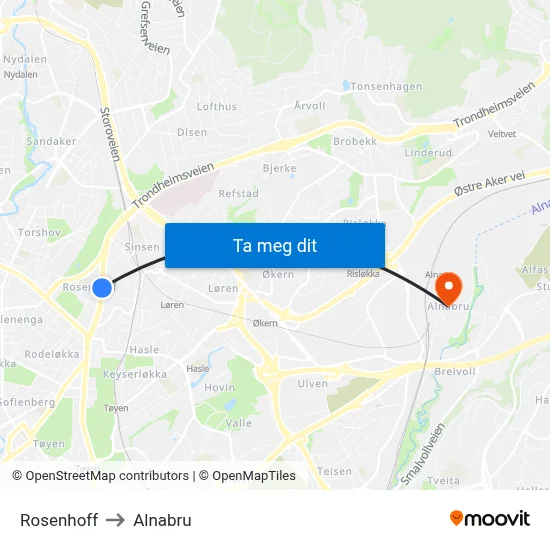 Rosenhoff to Alnabru map