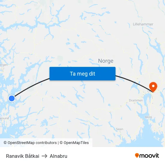 Ranavik Båtkai to Alnabru map