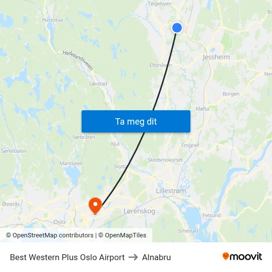 Best Western Plus Oslo Airport to Alnabru map