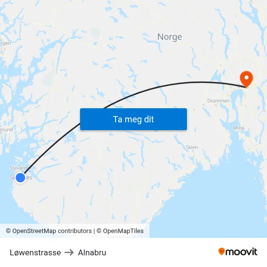 Løwenstrasse to Alnabru map