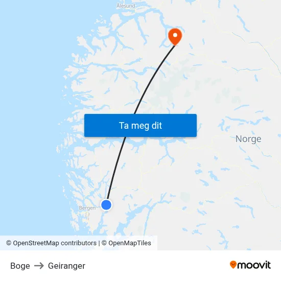 Boge to Geiranger map