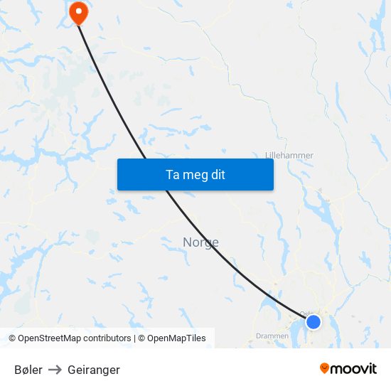 Bøler to Geiranger map