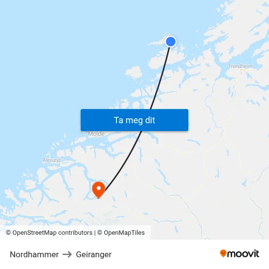 Nordhammer to Geiranger map
