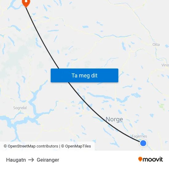 Haugatn to Geiranger map