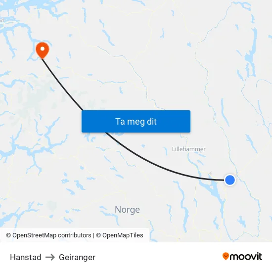 Hanstad to Geiranger map