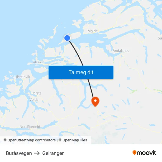 Buråsvegen to Geiranger map
