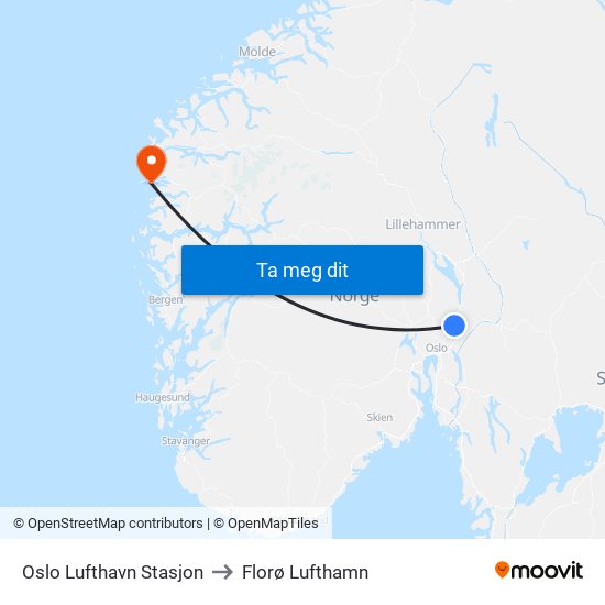 Oslo Lufthavn Stasjon to Florø Lufthamn map