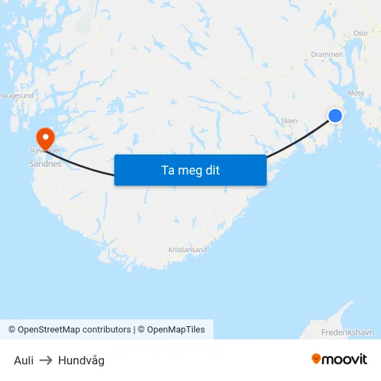 Auli to Hundvåg map