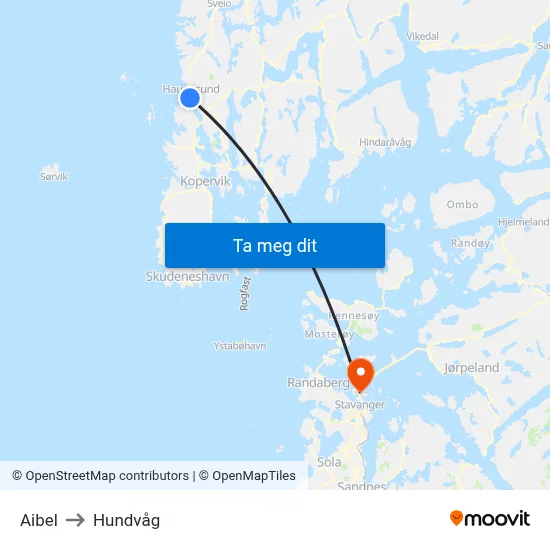 Aibel to Hundvåg map