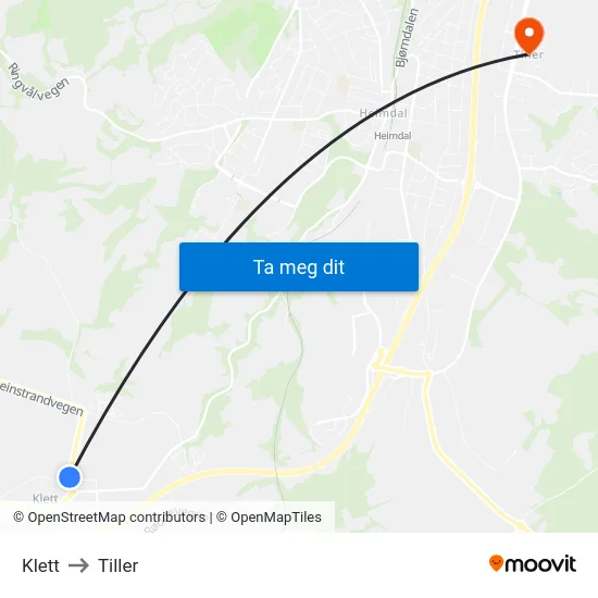 Klett to Tiller map