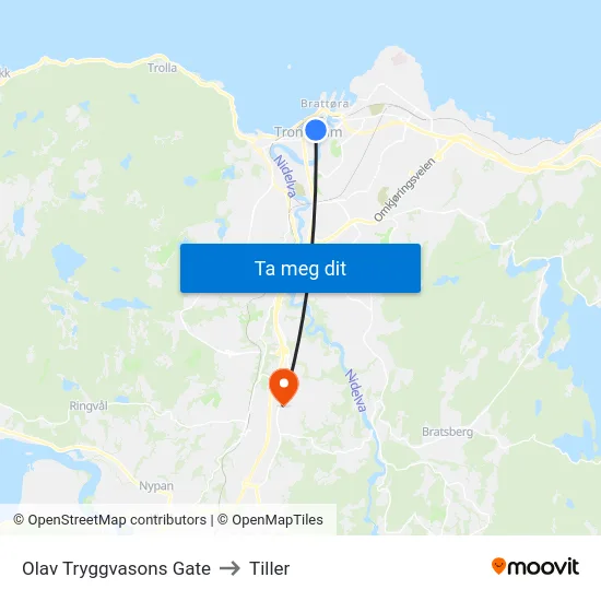 Olav Tryggvasons Gate to Tiller map