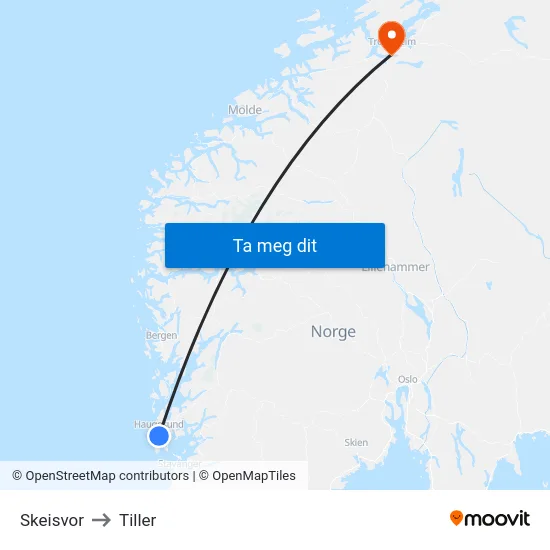 Skeisvor to Tiller map